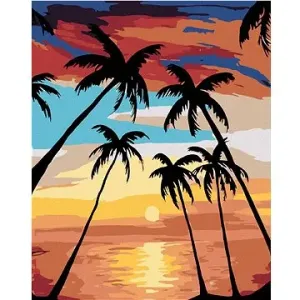 Maľovanie podľa čísel – Palmy a západ slnka