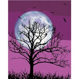 Mesiac na fialovom nebi, 80 × 100 cm, bez rámu a bez napnutia plátna