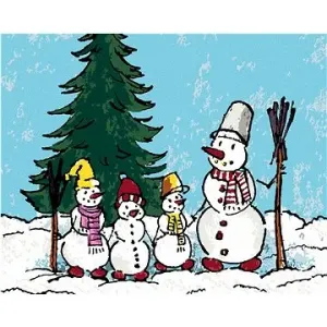 Rodinka snehuliaka v lese, 40×50 cm, bez rámu a bez vypnutia plátna