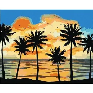 Slnko svietiace na palmy, 40 × 50 cm, bez rámu a bez napnutého plátna