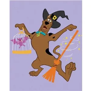 Halloweensky Scooby s metlou (Scooby Doo), 40×50 cm, vypnuté plátno na rám