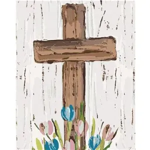 Hnedý kríž s tulipánmi (Haley Bush), 80 × 100 cm, plátno napnuté na rám