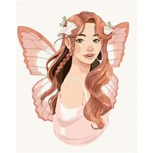 Maľovanie podľa čísel - Ružová žena s motýlími krídlami