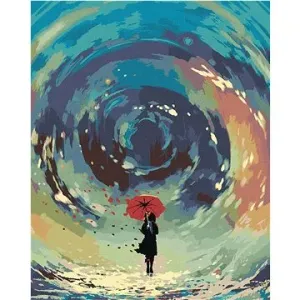 Maľovanie podľa čísel – Žena s dáždnikom a vodný vír