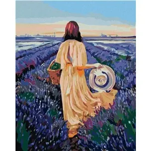 Maľovanie podľa čísel – Žena s košíkom a levanduľové pole
