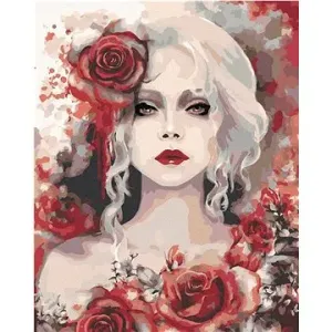 Maľovanie podľa čísel – Žena s červenými ružami