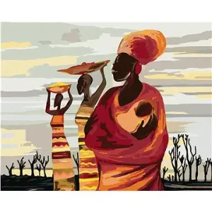Africké ženy s dieťaťom, 40 × 50 cm, bez rámu a bez vypnutia plátna