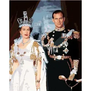 Kráľovná Alžbeta II. a princ Filip po korunovácii, 40 × 50 cm, napnuté plátno na rám