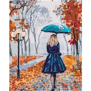 Žena s dáždnikom v parku, 40×50 cm, bez rámu a bez vypnutia plátna