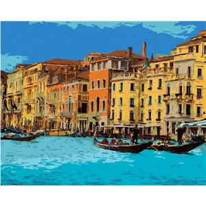 Benátky s turistami, 40 × 50 cm, plátno napnuté na rám