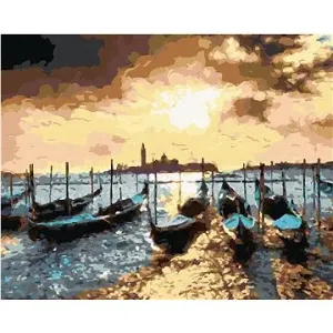 Búrka nad gondolami v Benátkach, 40×50 cm, bez rámu a bez vypnutia plátna