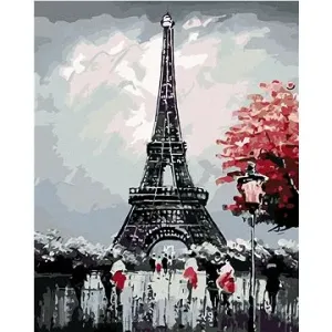 Maľovanie podľa čísel – Eiffelovka s červeným stromom