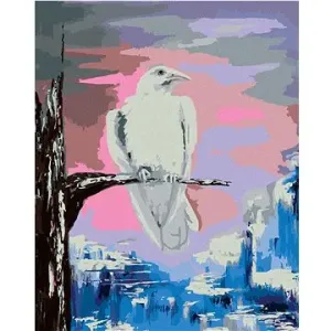 Biela vrana na konári, 80 × 100 cm, plátno napnuté na rám