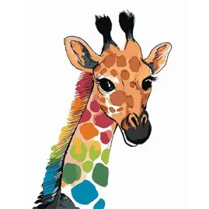 Dúhová žirafa, 40 × 50 cm, bez rámu a bez napnutia plátna