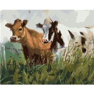 Dve kravy v ohrade, 40 × 50 cm, bez rámu a bez napnutia plátna