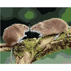 Dve myšky v lese, 80 × 100 cm, plátno napnuté na rám