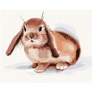 Hnedý králik na bielom pozadí, 40×50 cm, bez rámu a bez vypnutia plátna