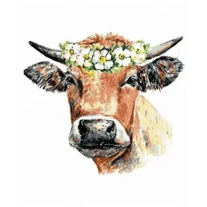 Krava s vencom, 80 × 100 cm, bez rámu a bez napnutia plátna