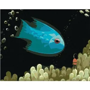 Modrá rybka, 40×50 cm, vypnuté plátno na rám