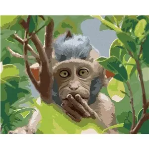 Opica v prírodnom lese, 40 × 50 cm, plátno napnuté na rám