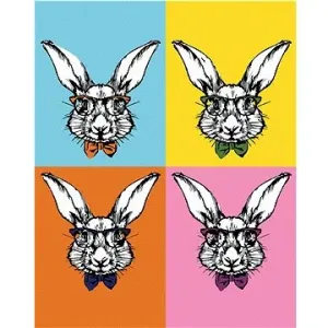 Pop-art králiky s okuliarmi, 40×50 cm, bez rámu a bez vypnutia plátna