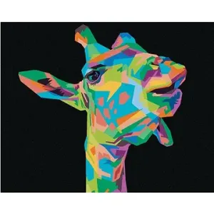 Pop-art žirafa na čiernom pozadí, 40×50 cm, bez rámu a bez vypnutia plátna