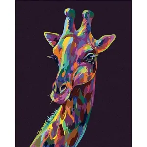 Pop-art žirafa na fialovom pozadí, 40×50 cm, bez rámu a bez vypnutia plátna