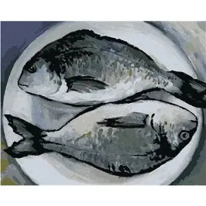 Ryby na tanieri, 40×50 cm, bez rámu a bez vypnutia plátna