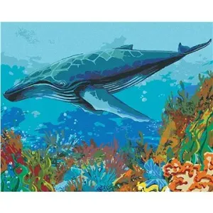 Veľryba a koralový útes, 40×50 cm, bez rámu a bez vypnutia plátna
