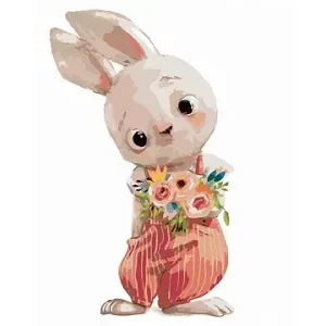 Zajac s kvetinkami, 40 × 50 cm, bez rámu a bez vypnutia plátna
