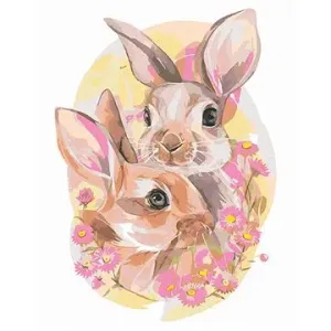 Zamilovaný pár králikov, 40 × 50 cm, bez rámu a bez napnutia plátna