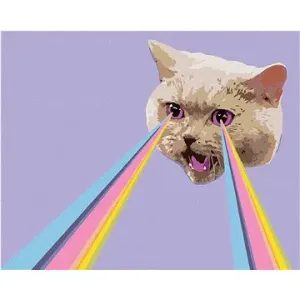 Maľovanie podľa čísel – Mačka a dúhové lasery
