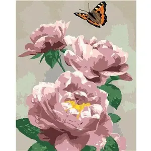 Maľovanie podľa čísel – Motýľ a ružové ruže (Howard Robinson)