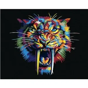 Maľovanie podľa čísel – Farebný šabľozubý tiger