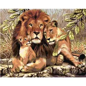 Maľovanie podľa čísel – Lev s levicou a levíčaťom