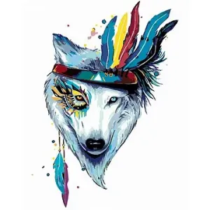 Maľovanie podľa čísel – Vlk s čelenkou