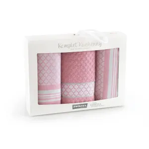 Zwoltex Unisex's Kitchen Towel Set Maroko Pink/Pattern
